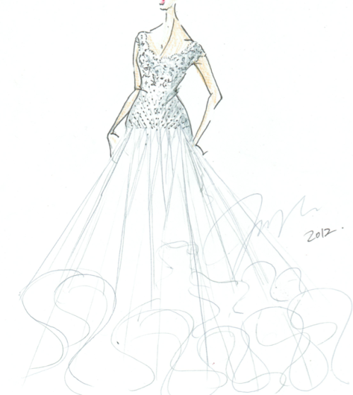 Miley Cyrus Engaged - Designers Propose Wedding Dress Sketches